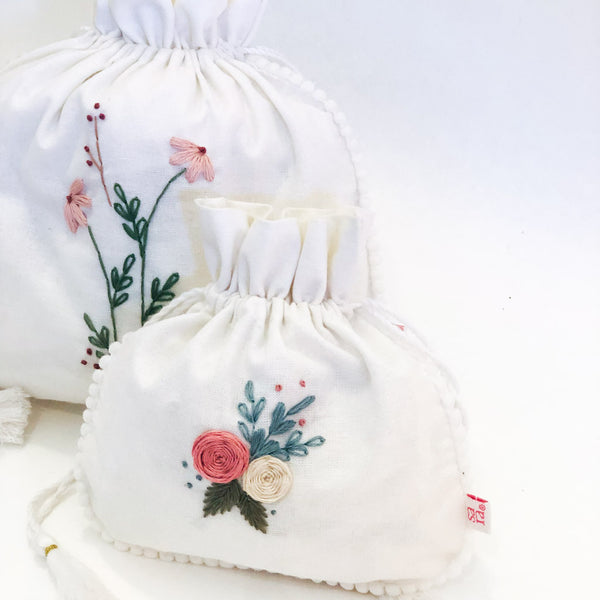 Hand embroidered  floral Pouches