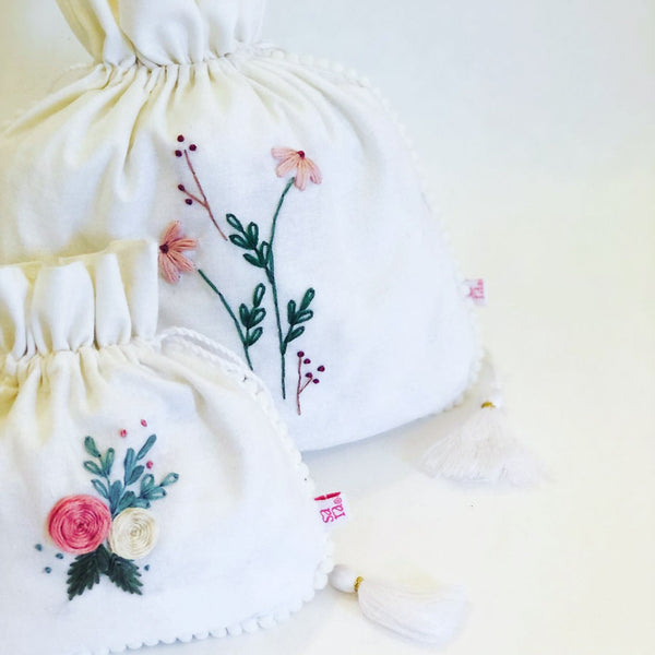Hand embroidered  floral Pouches