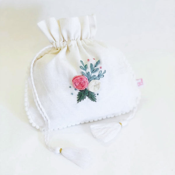 Hand embroidered  floral Pouches