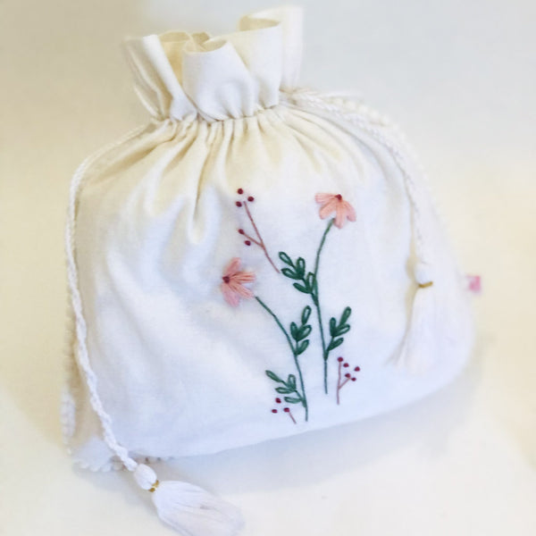 Hand embroidered  floral Pouches