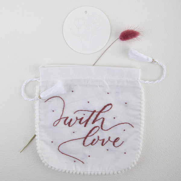 Hand embroidered  calligraphy Pouches