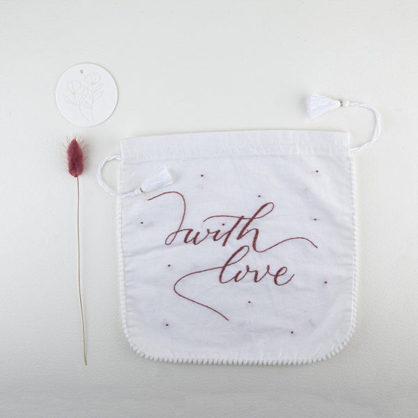 Hand embroidered  calligraphy Pouches