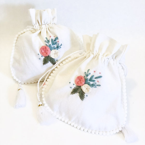 Hand embroidered  floral Pouches